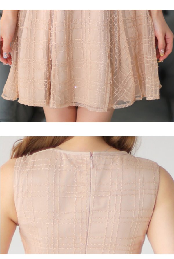 画像28: XSサイズあり【DEA./ディア】チェック柄/ 刺繍レース/ フロントジッパー/ ノースリーブ/ ワンカラー/ フレア/ ミニドレス/ キャバドレス[OF08] (28)