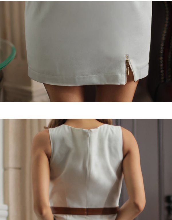 画像41: XSサイズあり【Glossy/グロッシー】カラーパイピング/ フロントジッパー/ ノースリーブ/ ワンカラー/ タイト/ ミニドレス/ キャバドレス【複数品番】[OF08] (41)