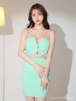 画像39: XSサイズあり【ROBE de FLEURS Glossy/ローブ・ド・フルール グロッシー】クロスビジュー/ フロントジップ/ キャミソール/ ストレッチ/ タイト/ ミニドレス/ キャバドレス[OF2] (39)