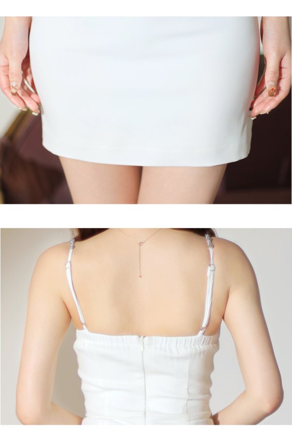画像36: XSサイズあり【Glossy/グロッシー】クロスビジュー/ フロントジップ/ キャミソール/ ストレッチ/ タイト/ ミニドレス/ キャバドレス[OF2] (36)