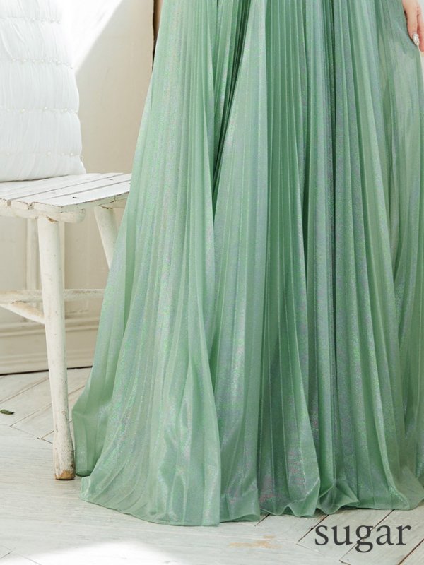 画像10: XS-Lサイズあり【SETTAN/セッタン】ワンカラー/ キャミソール/ 刺繍/ シアー/ ラメ/ プリーツ/ Aライン/ ロングドレス / キャバドレス long[OF2] (10)