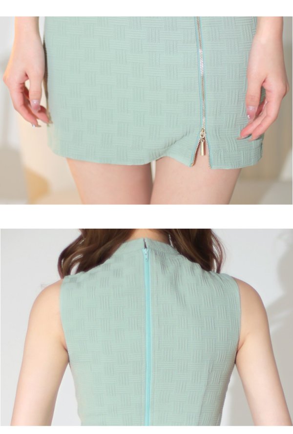 画像14: XSサイズあり【Glossy/グロッシー】セットアップ/ マルチファスナー/ ハイネック/ ノースリーブ/ フロントジップ/ タイト/ ミニドレス/ キャバドレス[OF08] (14)