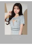 画像17: XS-Lサイズあり【ROBE de FLEURS Glossy/ローブ・ド・フルール グロッシー】袖付き/ ツイードニット/ フロントジッパー/ タイト/ ミニドレス/ キャバドレス[OF2] (17)