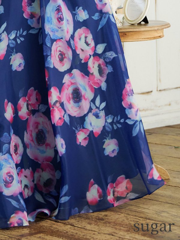 画像20: XS-Lサイズあり【SETTAN/セッタン】ベア/ フラワープリント/ タック/ Aライン/ ロングドレス/ キャバドレス long[OF2] (20)