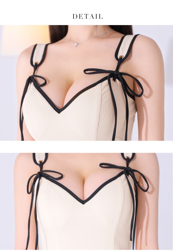 画像29: XSサイズあり【Glossy/グロッシー】ダブルポイントリボン/ シンプル/ ノースリーブ/ ストレッチ/ リブニット/ タイト/ ミニドレス/ キャバドレス[OF08] (29)