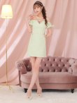 画像5: XSサイズあり【ROBE de FLEURS/ローブドフルール】 セットアップ/ オフショル/ ビジュー/ ウエストリボン/ パフスリーブ/ ツイード/ タイト/ ミニドレス/ キャバドレス[OF2] (5)