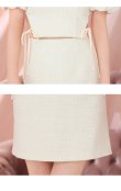 画像14: XSサイズあり【ROBE de FLEURS/ローブドフルール】 セットアップ/ オフショル/ ビジュー/ ウエストリボン/ パフスリーブ/ ツイード/ タイト/ ミニドレス/ キャバドレス[OF2] (14)