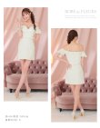 画像12: XSサイズあり【ROBE de FLEURS/ローブドフルール】 セットアップ/ オフショル/ ビジュー/ ウエストリボン/ パフスリーブ/ ツイード/ タイト/ ミニドレス/ キャバドレス[OF2] (12)