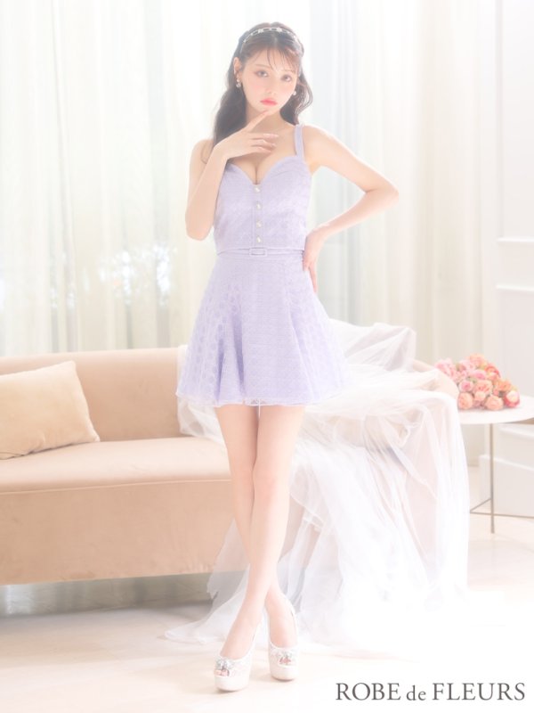 画像4: XSサイズあり【ROBE de FLEURS/ローブドフルール】センタービジューボタン/ ノースリーブ/ セットアップ/ フレア/ ミニドレス/ キャバドレス[OF08] (4)