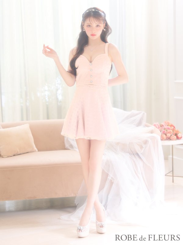 画像5: XSサイズあり【ROBE de FLEURS/ローブドフルール】センタービジューボタン/ ノースリーブ/ セットアップ/ フレア/ ミニドレス/ キャバドレス[OF08] (5)