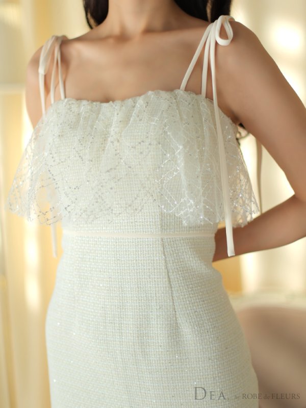 画像5: Lサイズあり【DEA./ディア】スプリングツイード/ マーメイド/ チェック/ キャミソール/ ミモレ丈/ ミディアムドレス/ キャバドレス[OF08] (5)