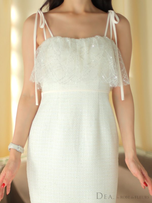 画像6: Lサイズあり【DEA./ディア】スプリングツイード/ マーメイド/ チェック/ キャミソール/ ミモレ丈/ ミディアムドレス/ キャバドレス[OF08] (6)