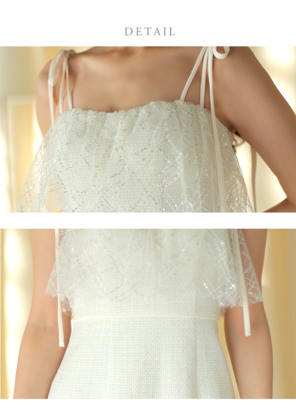 画像13: Lサイズあり【DEA./ディア】スプリングツイード/ マーメイド/ チェック/ キャミソール/ ミモレ丈/ ミディアムドレス/ キャバドレス[OF08] (13)