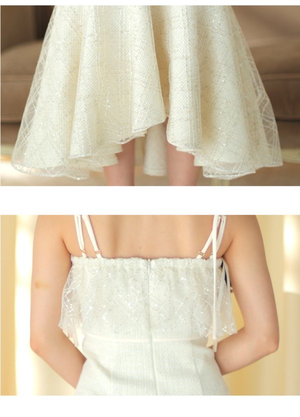 画像14: Lサイズあり【DEA./ディア】スプリングツイード/ マーメイド/ チェック/ キャミソール/ ミモレ丈/ ミディアムドレス/ キャバドレス[OF08] (14)