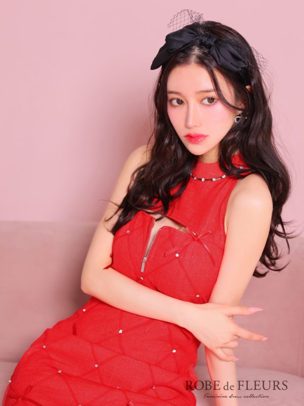 画像12: XSサイズあり【ROBE de FLEURS/ローブドフルール】バレエコアランダム/ スイート/ ミニリボン/ フレア/ ミニドレス/ キャバドレス[OF08] (12)