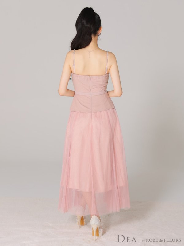 画像10: Lサイズあり【DEA./ディア】ペプラム/ ロングチュール/ キャミ/ フレア/ ミモレ丈/ ミディアムドレス/ キャバドレス[OF08] (10)