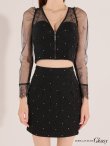画像13: XSサイズあり【ROBE de FLEURS Glossy/ローブ・ド・フルール グロッシー】長袖/ レース/ ラップ/ ビーズ/ チュール/ セットアップ/ タイト/ ミニドレス/ キャバドレス[OF2] (13)