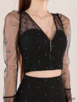 画像14: XSサイズあり【ROBE de FLEURS Glossy/ローブ・ド・フルール グロッシー】長袖/ レース/ ラップ/ ビーズ/ チュール/ セットアップ/ タイト/ ミニドレス/ キャバドレス[OF2] (14)