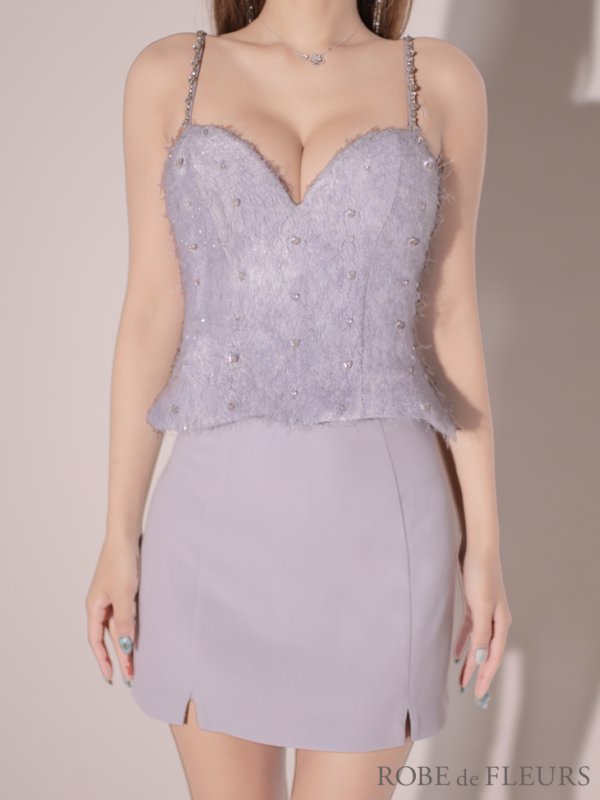 画像15: XSサイズあり【ROBE de FLEURS/ローブドフルール】ハートビジュー/ フリンジ/ ペプラム/ タイト/ ミニドレス/ キャバドレス[OF08] (15)