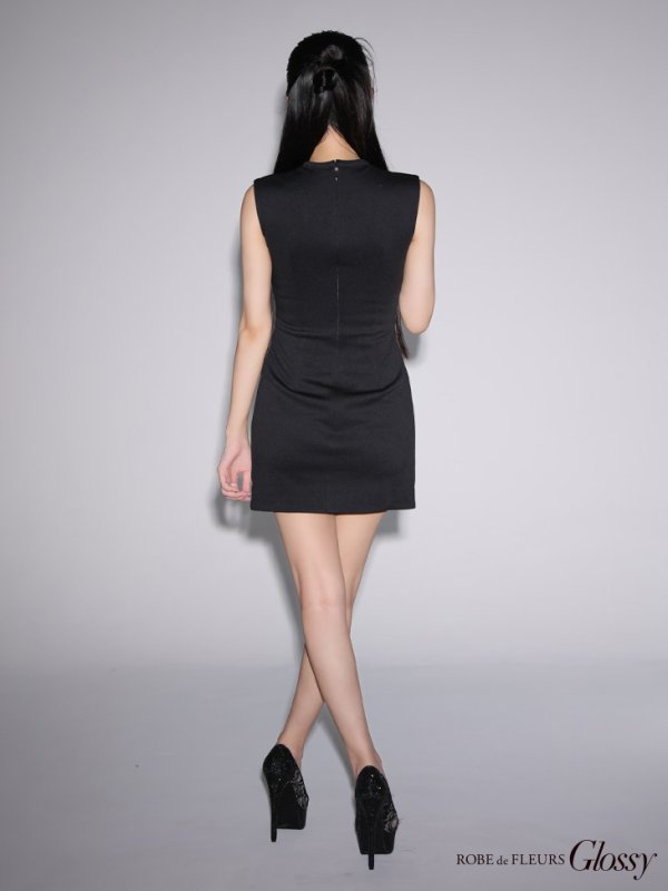 画像14: XSサイズあり【Glossy/グロッシー】デコルテシースルー/ ベルトデザイン/ シンプル/ タイト/ ミニドレス/ キャバドレス[OF08] (14)