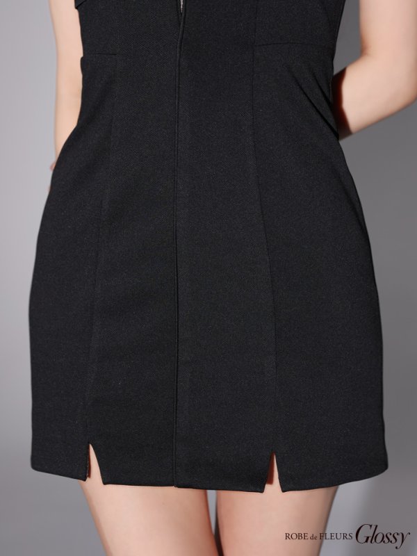 画像17: XSサイズあり【Glossy/グロッシー】デコルテシースルー/ ベルトデザイン/ シンプル/ タイト/ ミニドレス/ キャバドレス[OF08] (17)