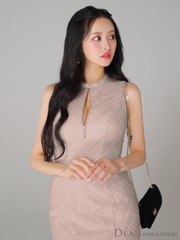 画像4: Lサイズあり【DEA./ディア】マーメイド/ バストジップ/ チェック/ オーガンジー/ ノースリーブ/ ワンピース/ ロングドレス/ キャバドレス long[OF08] (4)