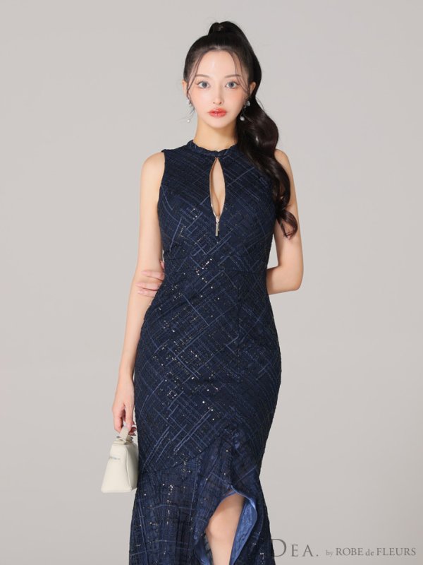 画像23: Lサイズあり【DEA./ディア】マーメイド/ バストジップ/ チェック/ オーガンジー/ ノースリーブ/ ワンピース/ ロングドレス/ キャバドレス long[OF08] (23)