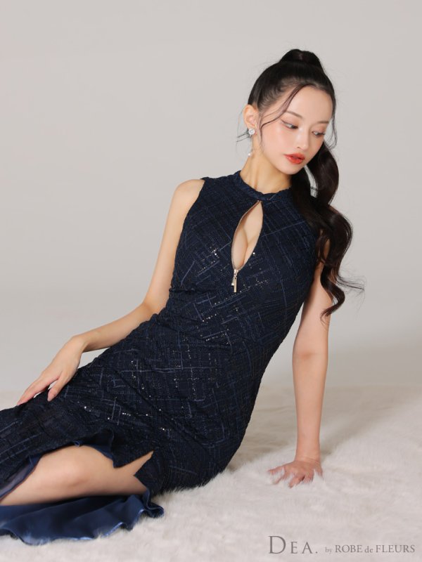 画像24: Lサイズあり【DEA./ディア】マーメイド/ バストジップ/ チェック/ オーガンジー/ ノースリーブ/ ワンピース/ ロングドレス/ キャバドレス long[OF08] (24)