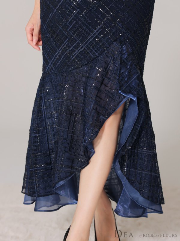 画像29: Lサイズあり【DEA./ディア】マーメイド/ バストジップ/ チェック/ オーガンジー/ ノースリーブ/ ワンピース/ ロングドレス/ キャバドレス long[OF08] (29)