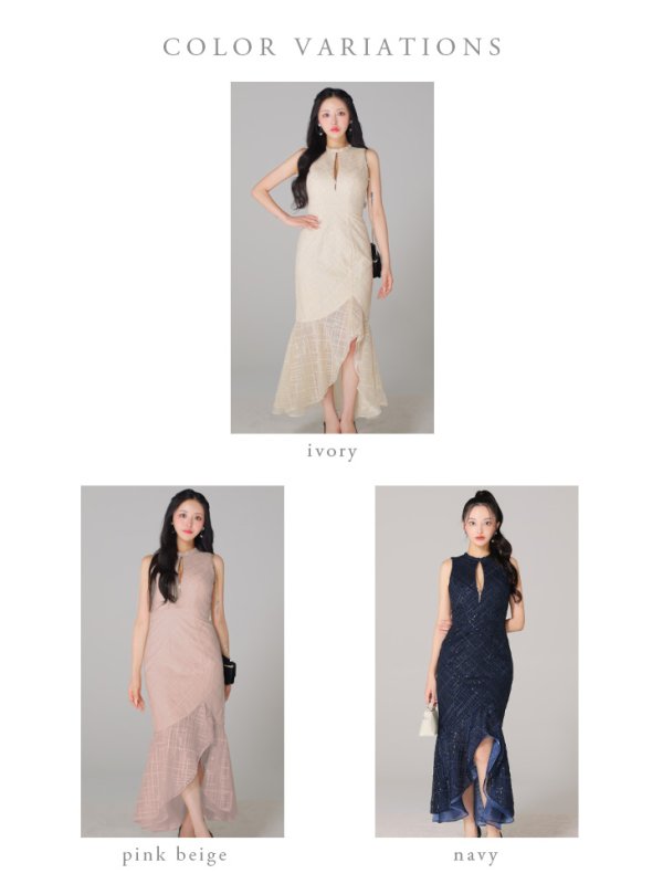 画像18: Lサイズあり【DEA./ディア】マーメイド/ バストジップ/ チェック/ オーガンジー/ ノースリーブ/ ワンピース/ ロングドレス/ キャバドレス long[OF08] (18)