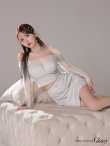 画像10: XSサイズあり【ROBE de FLEURS Glossy/ローブ・ド・フルール グロッシー】チュールスリーブ/ ラメ/ セットアップ/ ミニドレス/ キャバドレス[OF2] (10)