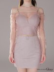 画像12: XSサイズあり【ROBE de FLEURS Glossy/ローブ・ド・フルール グロッシー】チュールスリーブ/ ラメ/ セットアップ/ ミニドレス/ キャバドレス[OF2] (12)