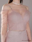 画像13: XSサイズあり【ROBE de FLEURS Glossy/ローブ・ド・フルール グロッシー】チュールスリーブ/ ラメ/ セットアップ/ ミニドレス/ キャバドレス[OF2] (13)