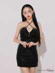画像22: XSサイズあり【ROBE de FLEURS Glossy/ローブ・ド・フルール グロッシー】クロスストラップ/ スパンコール/ タイト/ ミニドレス/ キャバドレス[OF2] (22)