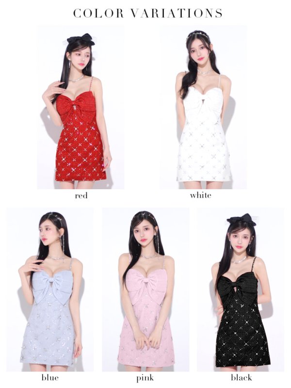 画像42: XSサイズあり【ROBE de FLEURS/ローブドフルール】ビッグリボン/ スパンコール/ ツイード/ キャミソール/ タイト/ ミニドレス/ キャバドレス[OF08] (42)