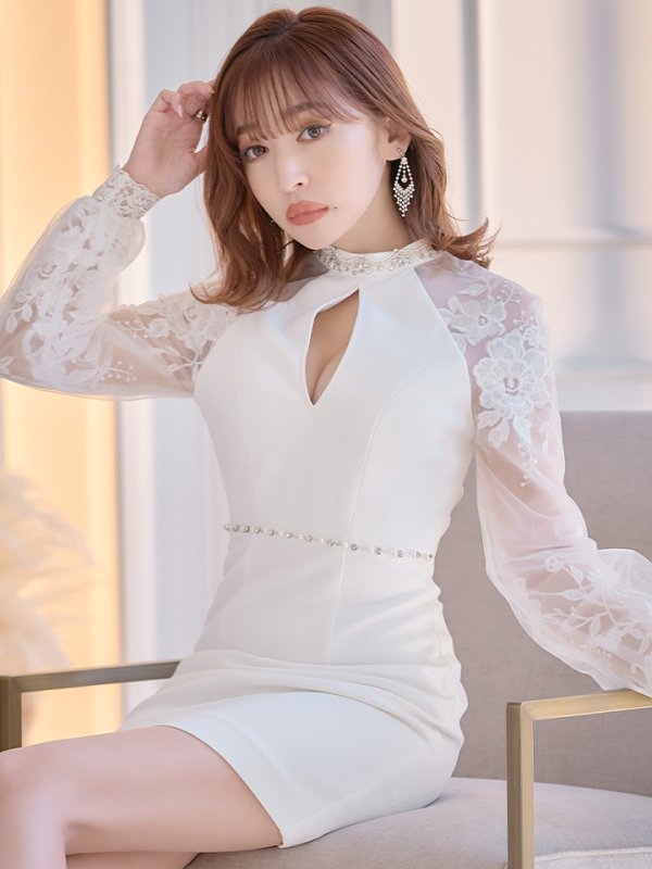 画像7: Lサイズあり【IRMA/イルマ】ワンカラー/ 長袖/ 袖あり/ カットアウト/ ハイネック/ タイト/ ミニドレス【HC02】 (7)