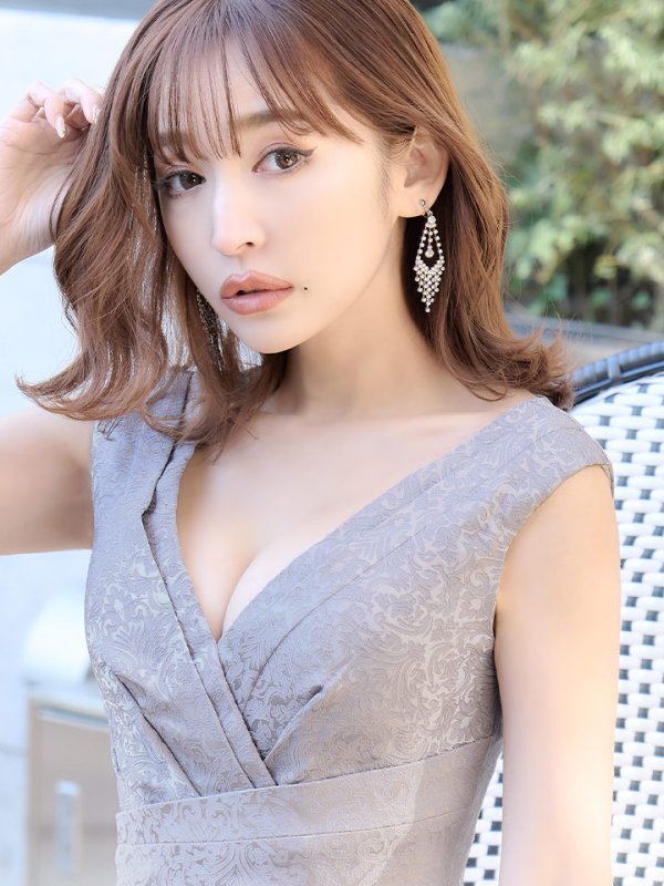 画像5: Lサイズ・sugarオリジナルカラーあり☆【JEAN MACLEAN/ジャンマクレーン】ジャガード/ Vネック/ ノースリーブ/ ワンカラー/ タイト/ ひざ丈/ ミディアムドレス/キャバドレス【HC02】 (5)