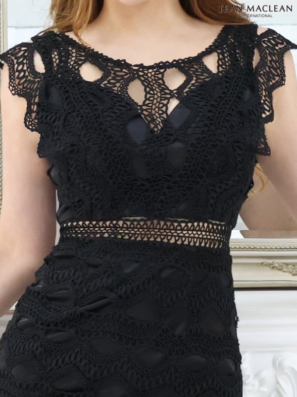 画像5: Lサイズあり【JEAN MACLEAN/ジャンマクレーン】 ワンピース/ 総レース/ ワンカラー/ スリット/ タイト/ ひざ丈/ ミディアムドレス/キャバドレス【HC02】 (5)