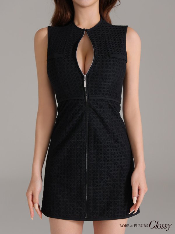 画像15: XSサイズあり【Glossy/グロッシー】シンプル/ ノースリーブ/ バストジップ/ タイト/ ミニドレス/ キャバドレス[OF08] (15)