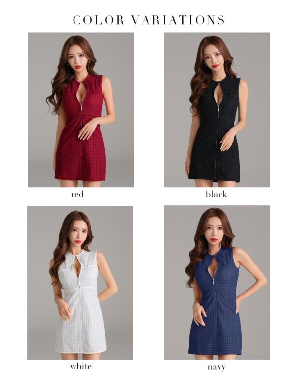 画像17: XSサイズあり【Glossy/グロッシー】シンプル/ ノースリーブ/ バストジップ/ タイト/ ミニドレス/ キャバドレス[OF08] (17)