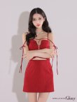 画像4: XSサイズあり【ROBE de FLEURS Glossy/ローブ・ド・フルール グロッシー】リボンオフショル/ デザイン/ リブニット/ セットアップ/ ミニドレス/ キャバドレス[OF2] (4)