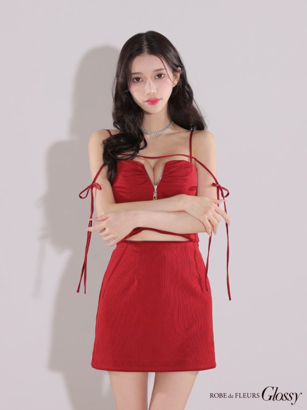 画像28: 【NIGHTS掲載】XSサイズあり【Glossy/グロッシー】リボンオフショル/ デザイン/ リブニット/ セットアップ/ ミニドレス/ キャバドレス[OF08] (28)