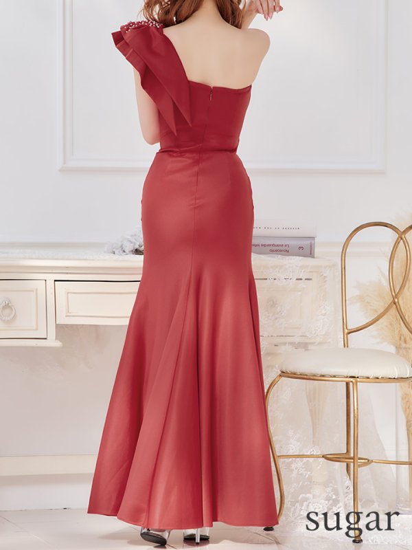 画像9: Lサイズ・sugarオリジナルカラーあり☆【JEAN MACLEAN/ジャンマクレーン】ワンショル/ マーメイド/ スリット/ ワンカラー/ フリル/ タイト/ ロングドレス/ キャバドレス long[OF2A] (9)