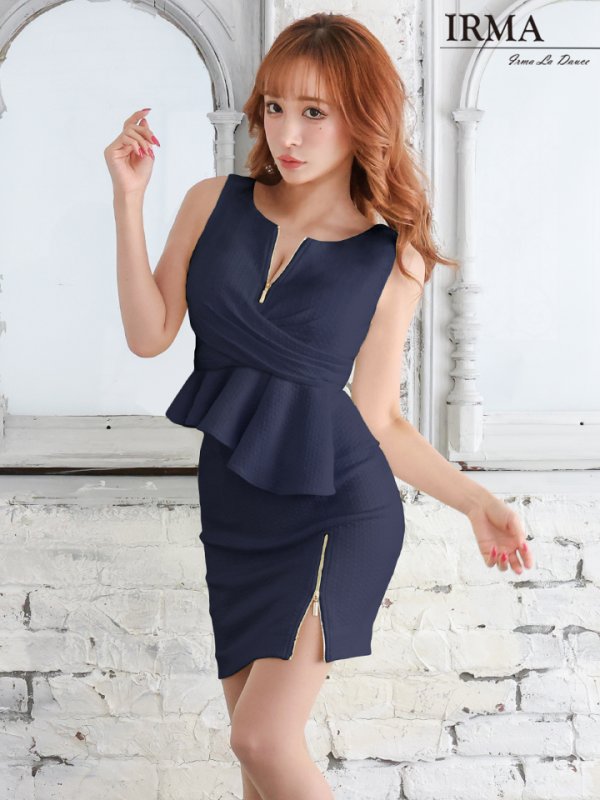 画像11: 【IRMA/イルマ】ワンカラー/ ペプラム/ ジップ/ ノースリーブ/ タイト/ ミニドレス/ キャバドレス【HC02】 (11)