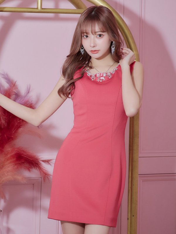 画像4: sugarオリジナルカラー・XSサイズあり【IRMA/イルマ】ワンカラー/ ビジュー/ ノースリーブ/ スリット/ タイト/ ミニドレス/ キャバドレス【HC02】 (4)