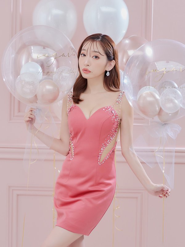 画像5: XSサイズあり【IRMA/イルマ】ワンカラー/ ビジュー/ ノースリーブ/ シアー/ タイト/ ミニドレス/ キャバドレス【HC02】 (5)