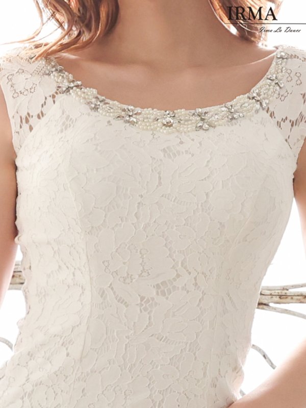 画像6: XSサイズあり【IRMA/イルマ】総レース/ ビジュー/ パール/ ノースリーブ/ スリット/ タイト/ ミニドレス/ キャバドレス【HC02】 (6)