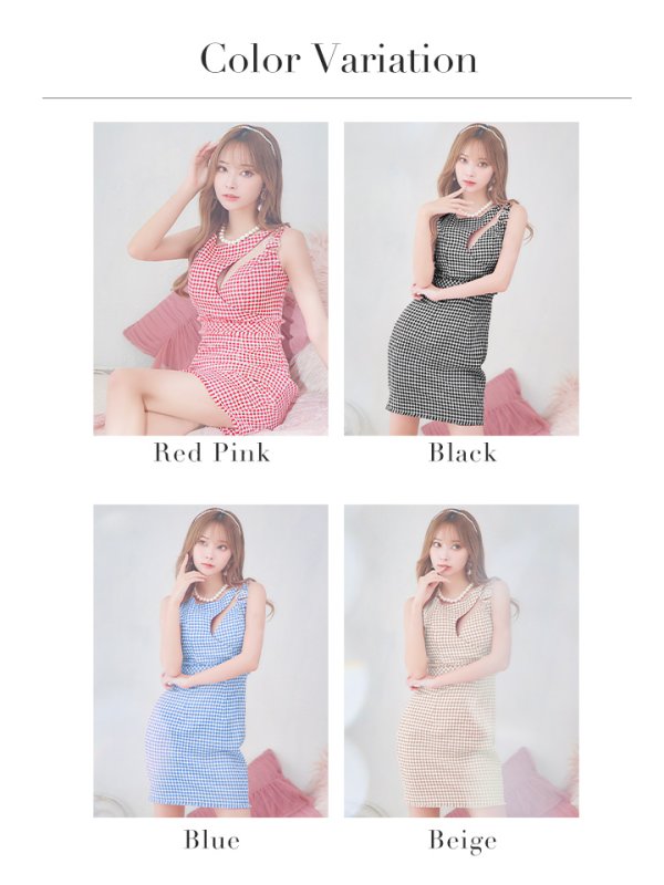 画像22: XSサイズあり【IRMA/イルマ】ツイード/ チェック柄/ カットアウト/ ノースリーブ/ アシメデザイン/ タイト/ ミニドレス/ キャバドレス【HC02】 (22)