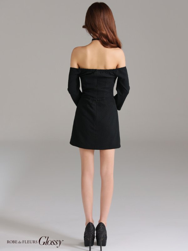 画像21: XSサイズあり【Glossy/グロッシー】オフショル/ ホルター/ バストスリット/ セットアップ/ ミニドレス/ キャバドレス[OF08] (21)