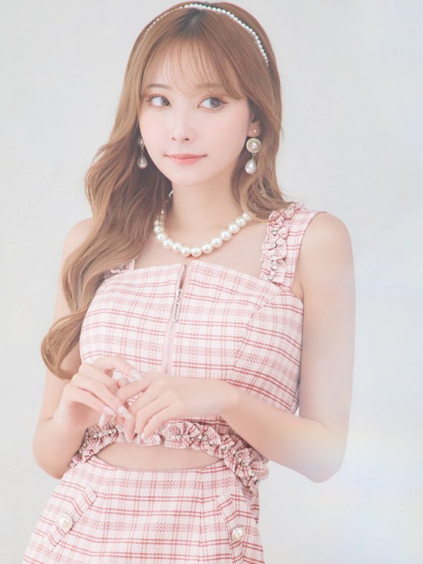 画像5: XSサイズあり【IRMA/イルマ】ツイード/ チェック柄/ フロントジップ/ ビスチェ/ ショルダーフリル/ ウエストカット/ タイト/ ミニドレス/ キャバドレス【HC02】 (5)